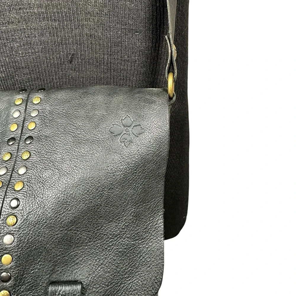 Patricia Nash Black Armeno Flap Crossbody Messenger Bag  Leather Studded